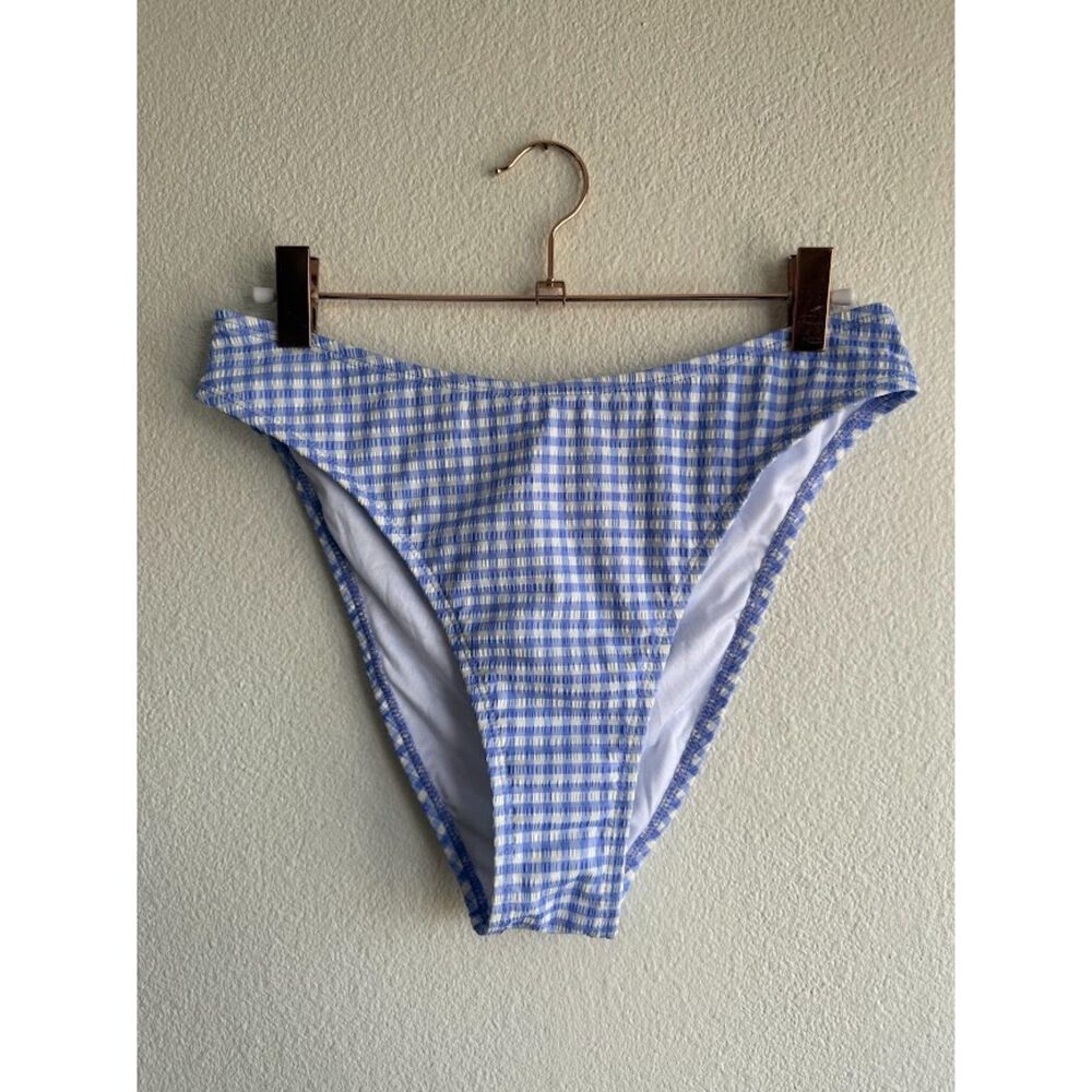 Cupshe Check Me Out Gingham Bikini Bottom in Purple & White size Medium NWT